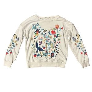 Seen and Be Seen Enchanted Womens Large garden embroidered sweater